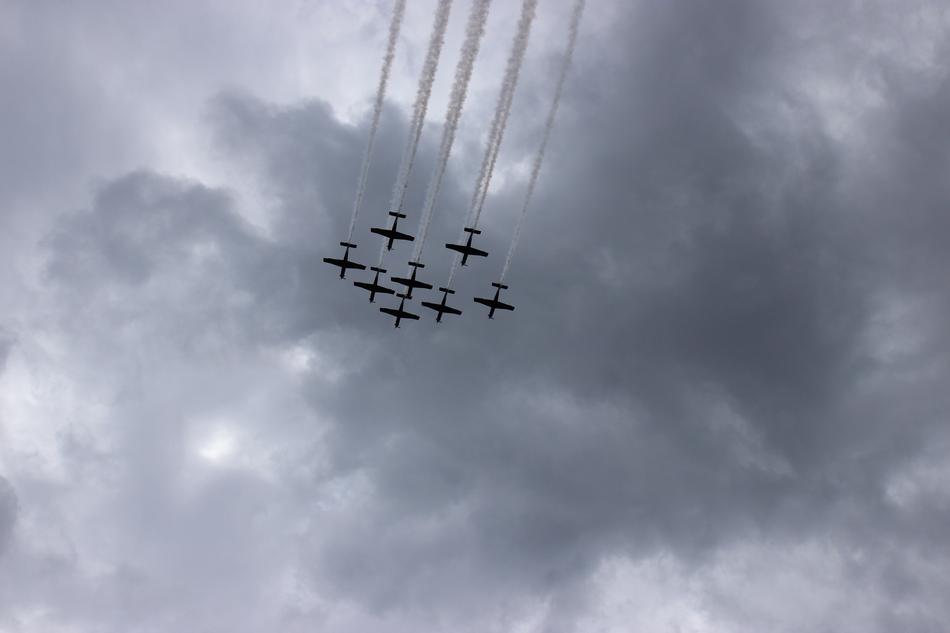 airplane show in the sky