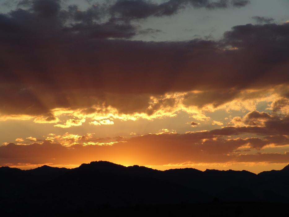 Bright sunset in the mountains