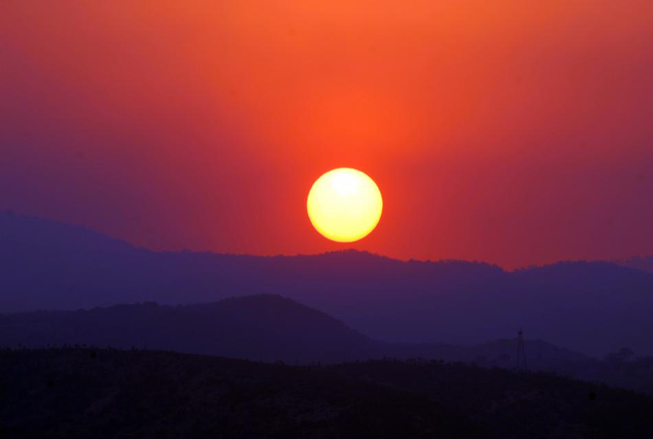 Beautiful sun over the mountains