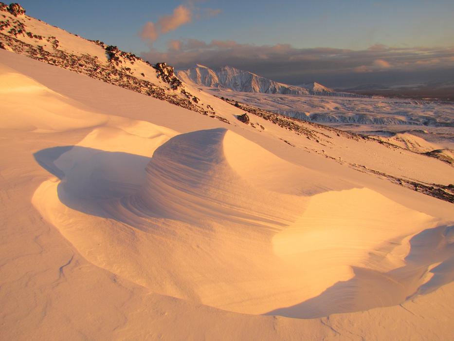 Snow hill on the rock