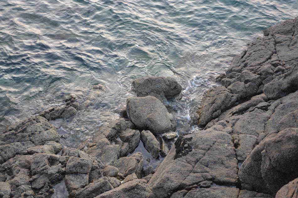 Large rocks in the water of the sea