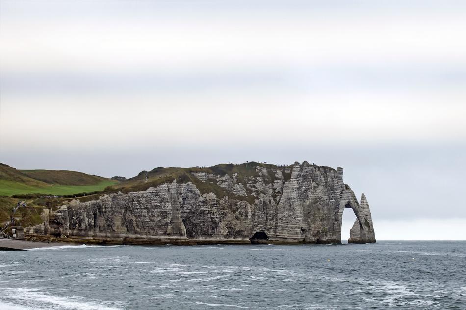 A rocky cliff in the sea