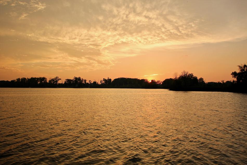 sunset with a lake