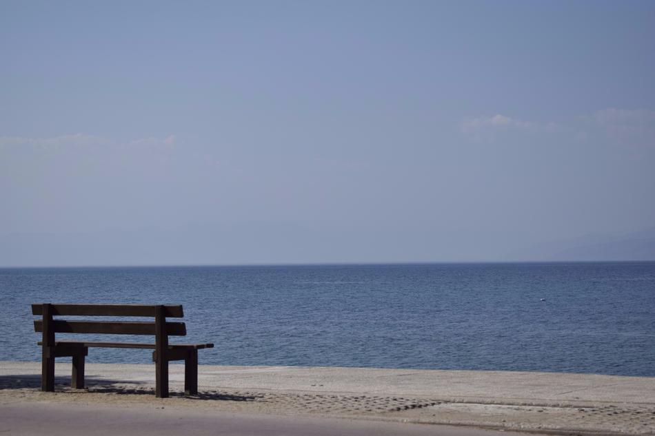 lonely bench by the sea