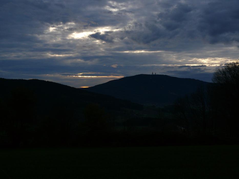 Silhouette of the mountains in the evening
