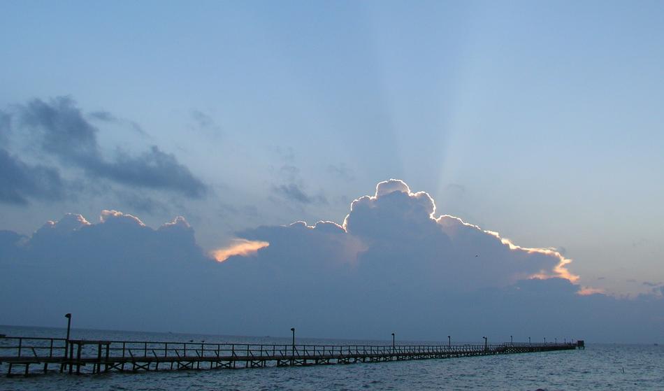 view of the long bridge with clouds