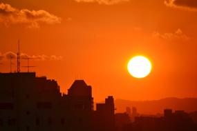 Hot Sunset over dark city