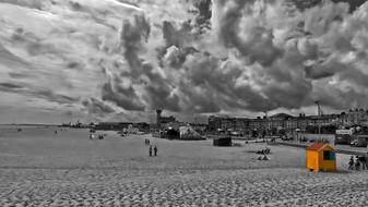 orange color cabin on Sand Beach at city