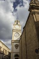 historical steeple with clock, italy, Gallipoli