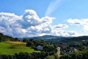 village in scenic green valley, uk, Wales