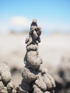 grey sand Tower close up, blur background