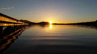 The sun shines on the lake