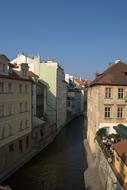 bright street houses with a river