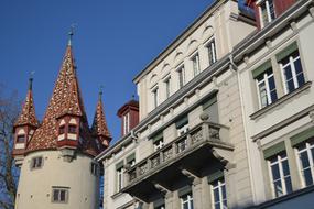 high tower with a house view