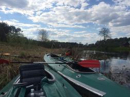 boat with oars on the lake