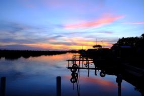lake sunset silhouette water