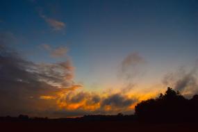 clouds sunset silhouette black