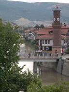 top view building with clock tower