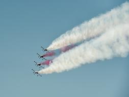airplane show in the blue sky
