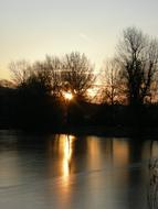 trees landscape lake light