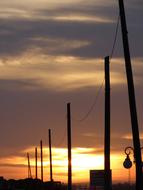 the silhouette of the pillars at sunset