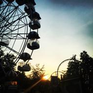 silhouette of the attraction at dusk