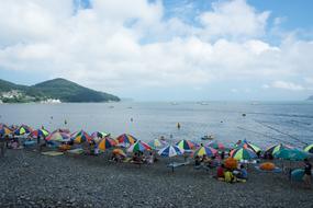 colored umbrellas on the beach