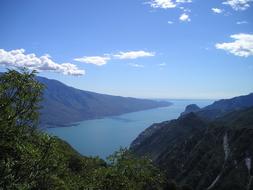 panoramic view of lake garda on a clear sunny day