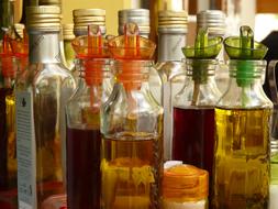 colorful Bottles with Vinegar