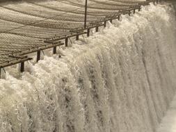 foamy stream, dam, waterfall