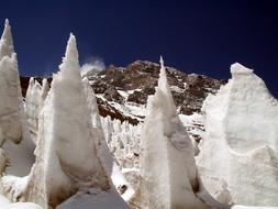 snow formations in the andes, argentina