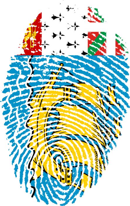 Saint Pierre and Miquelon flag drawing as fingerprint