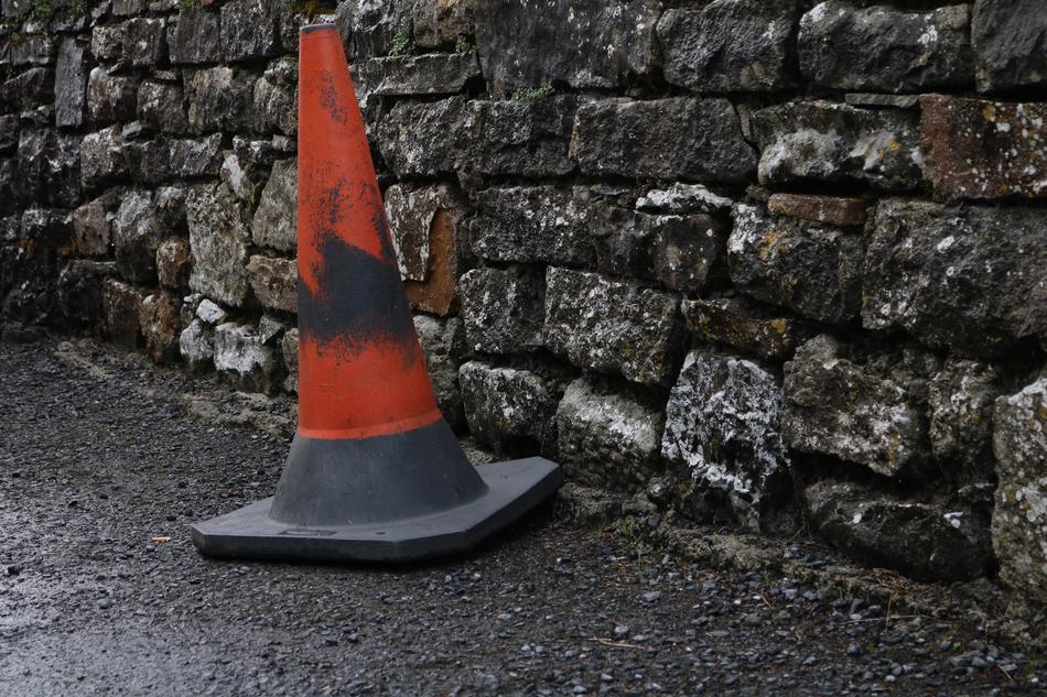 colored cone near the wall