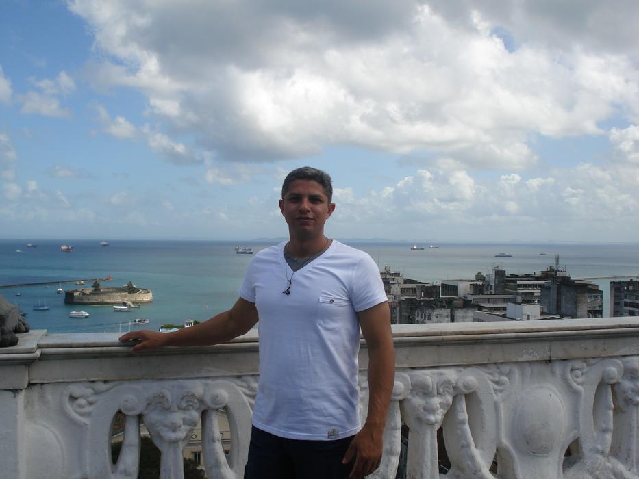 man on the background of the sea