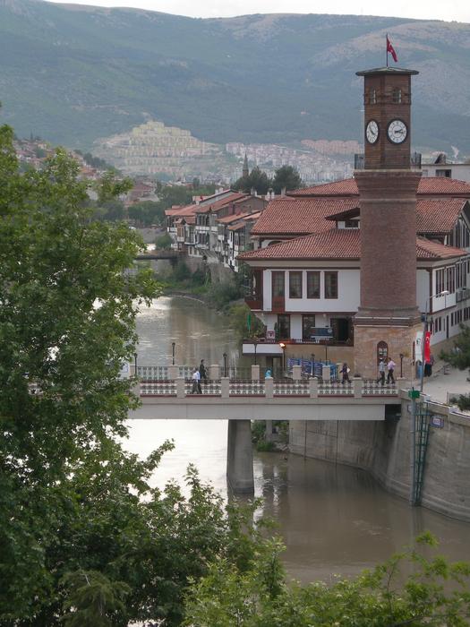 top view building with clock tower