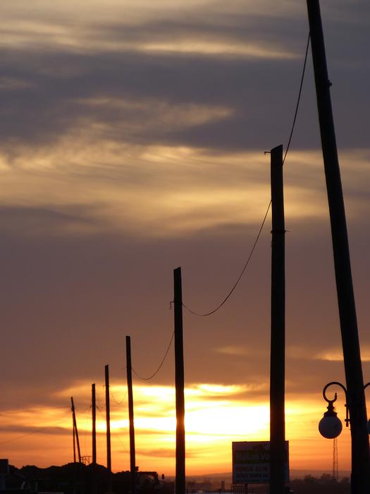 the silhouette of the pillars at sunset