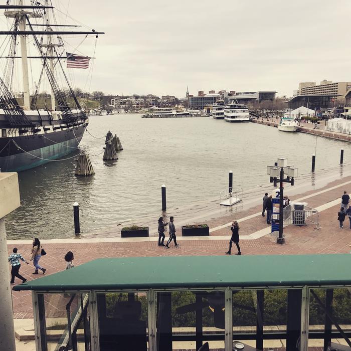 ship at sea in the city
