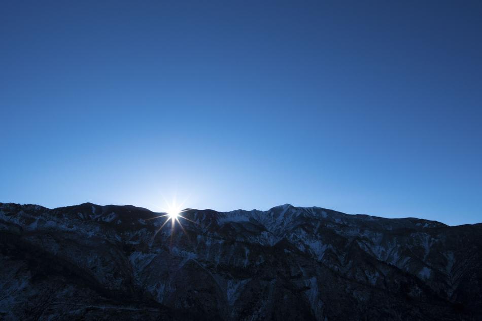 magnificent sky in the mountains by the sun