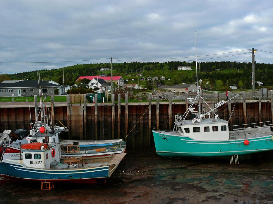 colored fishing boats at the pier