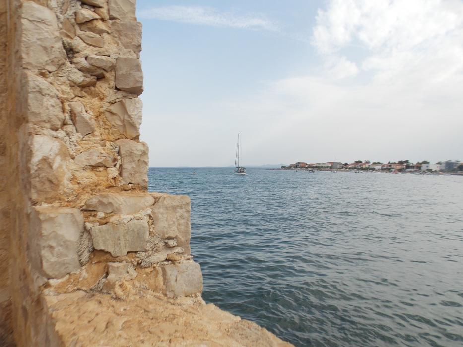 stone wall overlooking the sea