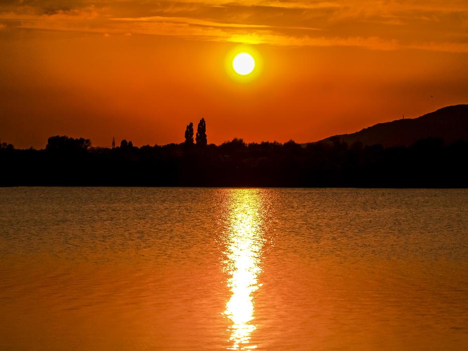 sunset with mountain silhouette