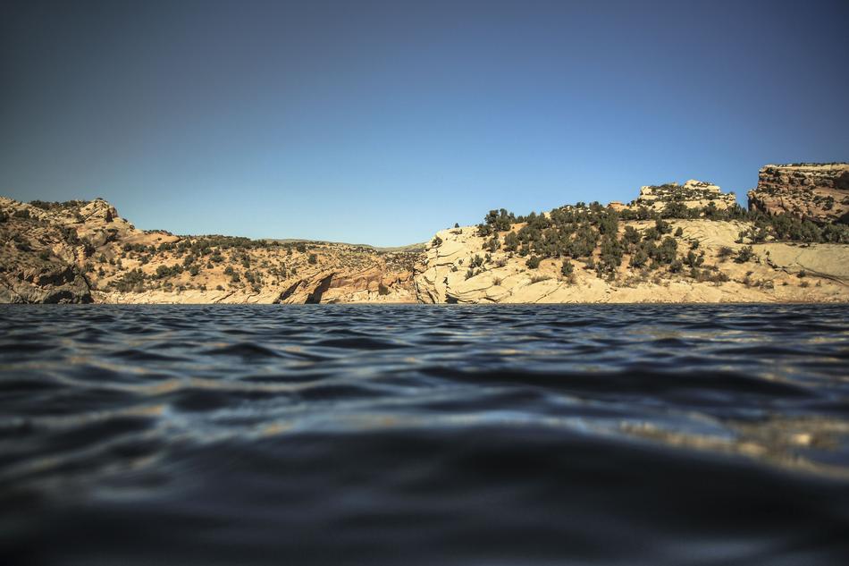 view of the water with the mountains