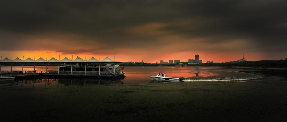 Twilight Water Boat Sunset