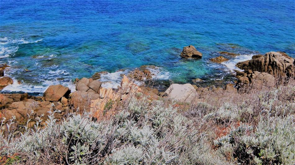 sea rocks blue landscape