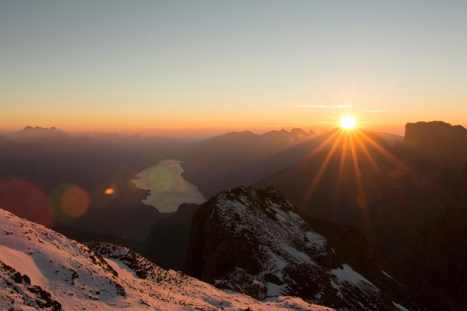 sunshine in the mountains in winter