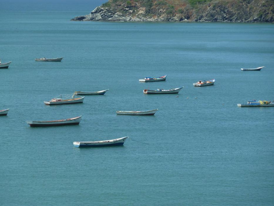 boats in the blue sea