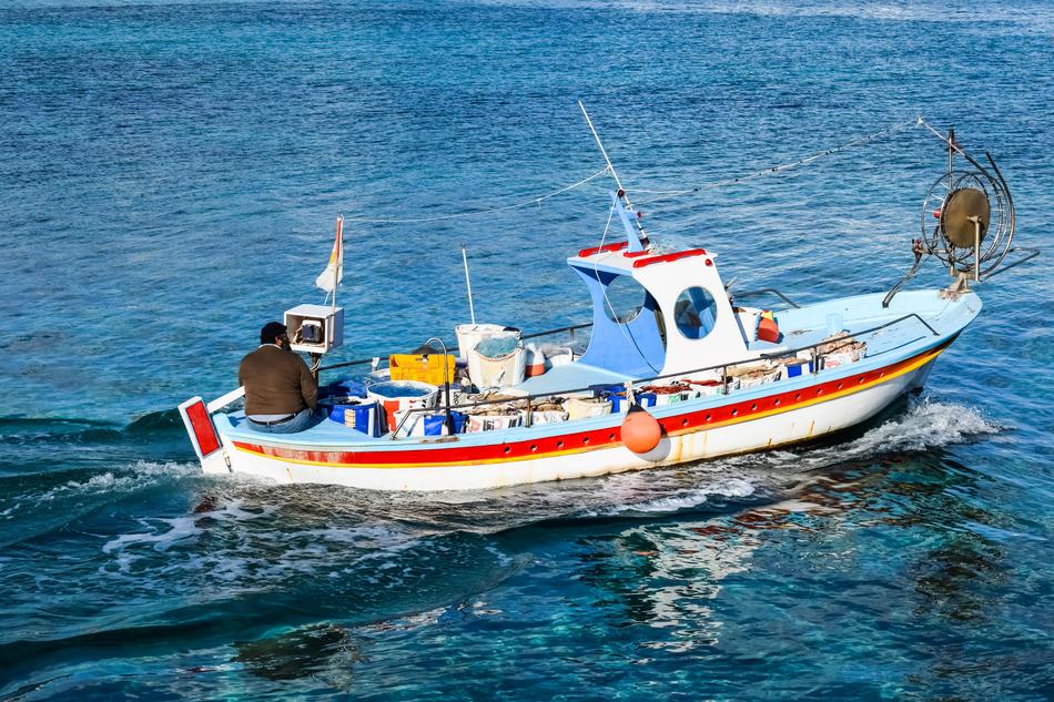 fishing boat in the sea landscape