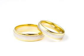 two rings of newlyweds on a white background