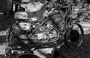 old partly disassembled Motorcycle, decoration
