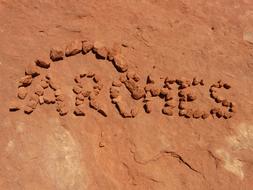 Arches National Park, Font, stone letters on red rock